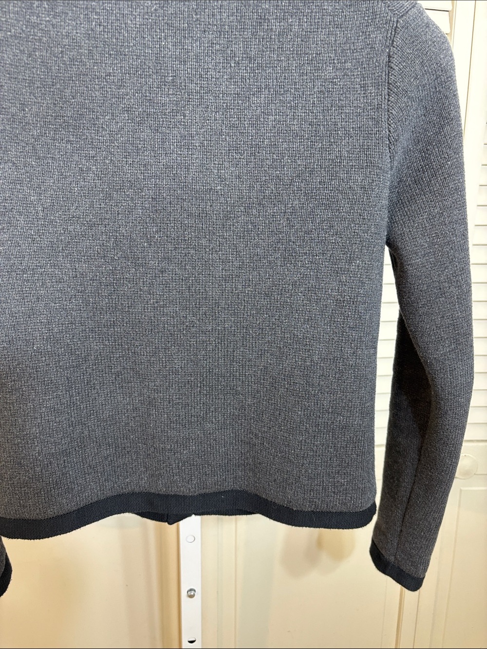 Quince Dark Gray Ribbed Knit 100% Organic Cotton Sweater Jacket Small - Picture 13 of 16